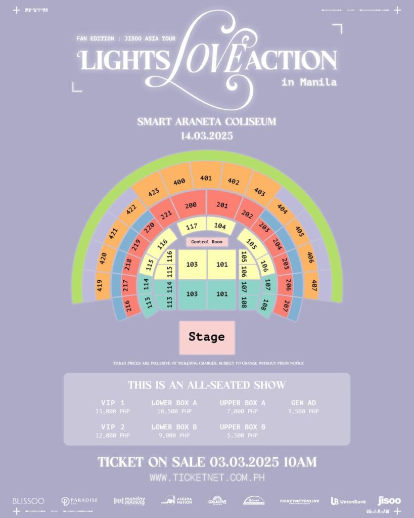 Jisoo in Manila seat plan